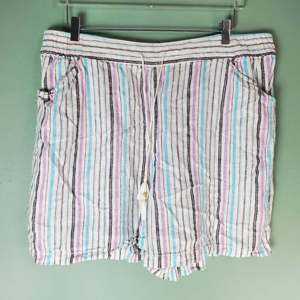 Lane Bryant Womens Multi Color Striped Linen Blend Pull On Shorts Size 18/20